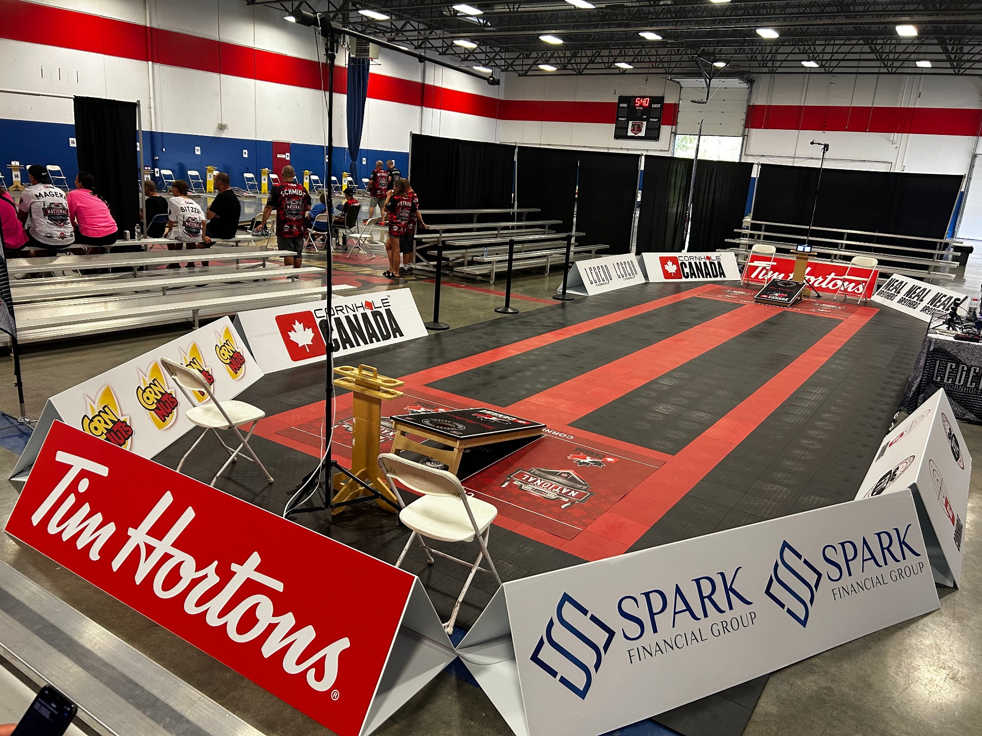 The Cornhole Canada feature court at a National Championship
